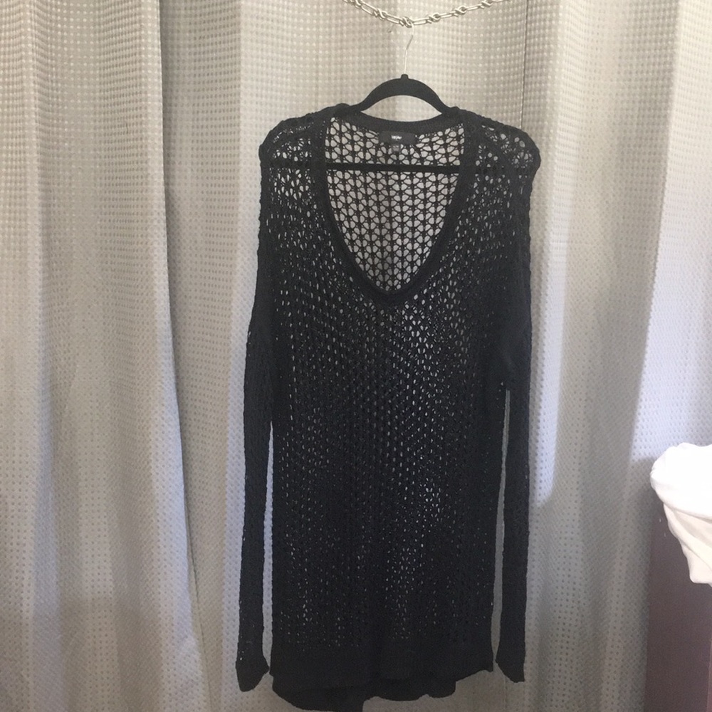 Black extra long sweater lightweight